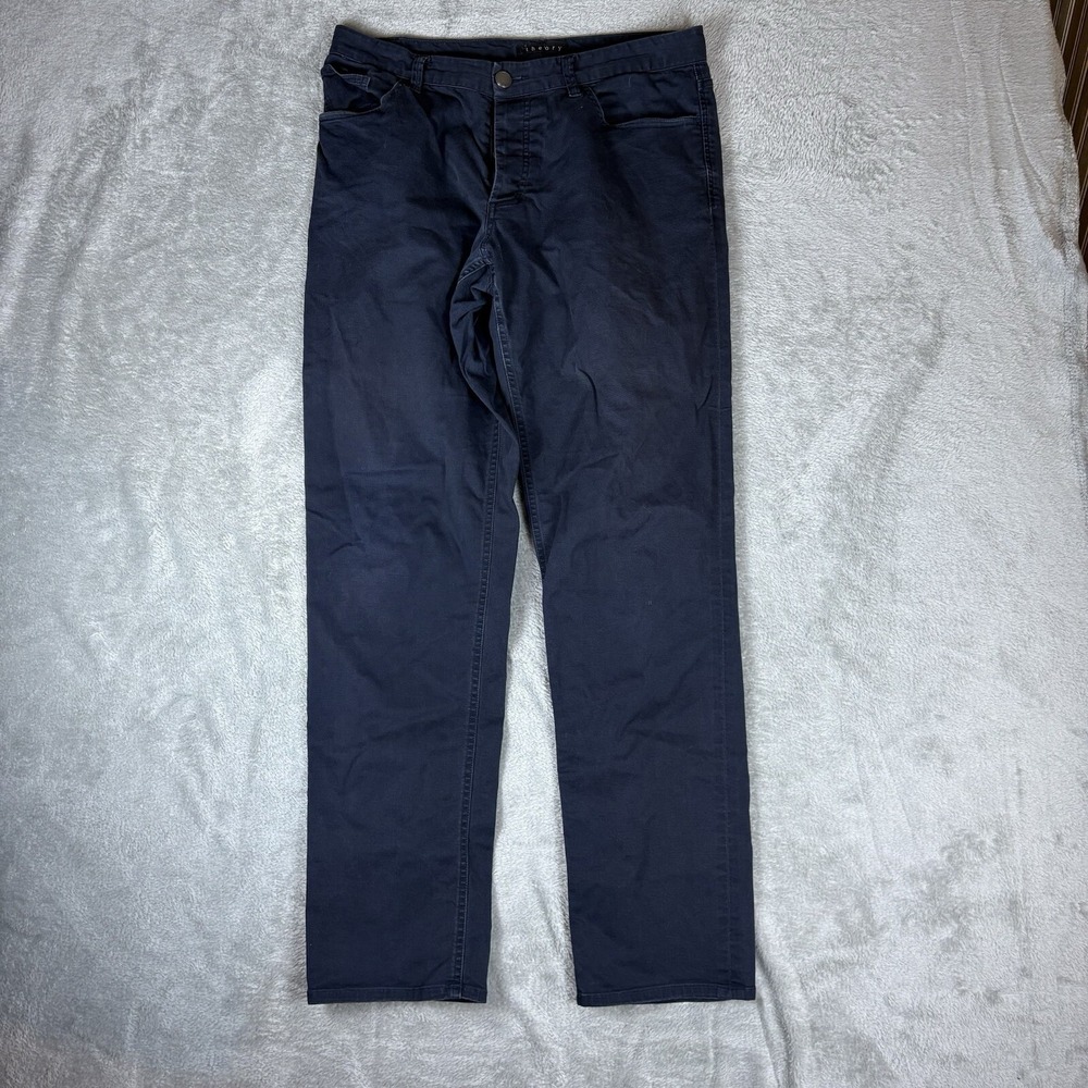 Theory Pants Men 33x31 Blue Chino Khakis Straight Haydin Writer‎ Button-Fly